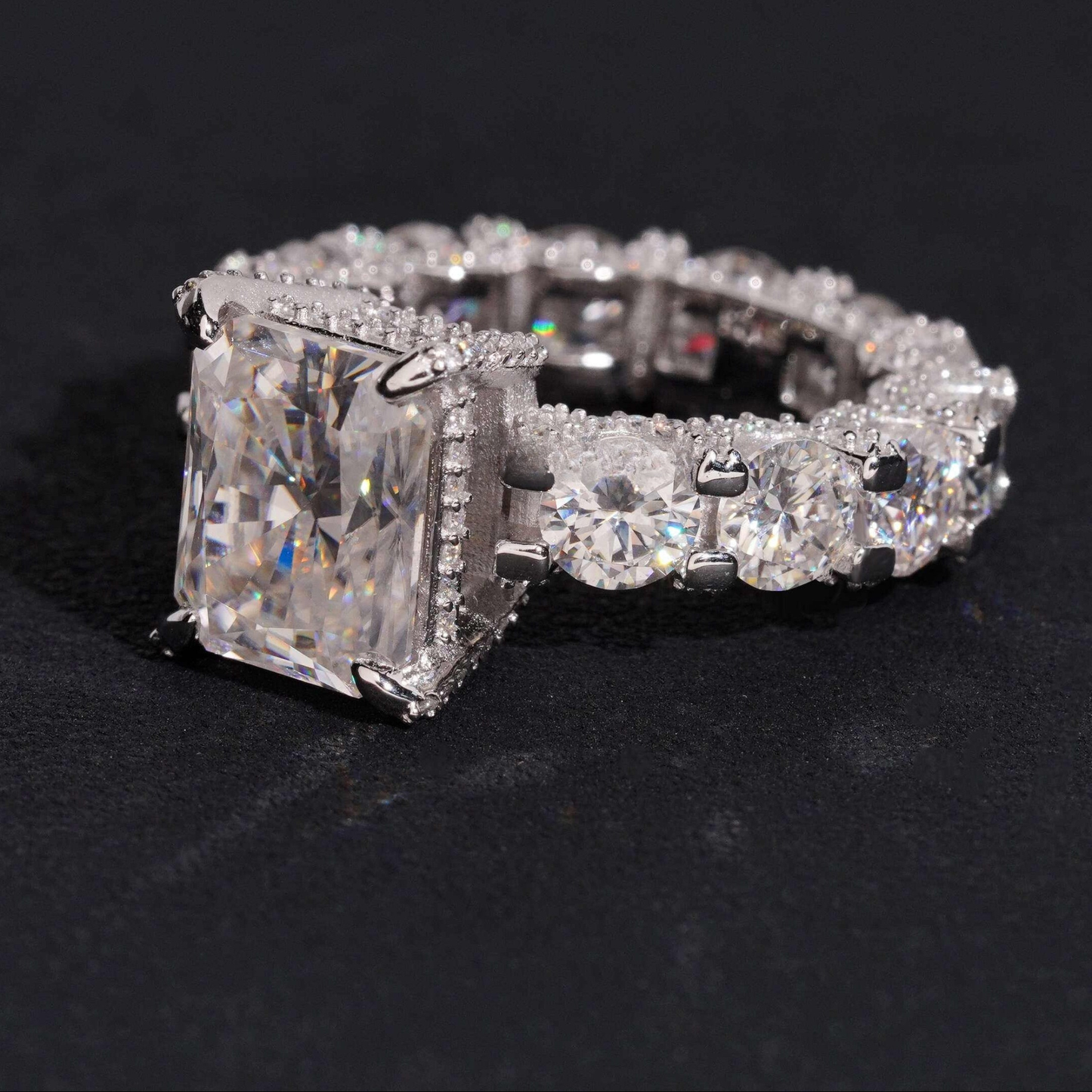 Luxury 5Ct Radiant Silver Ring