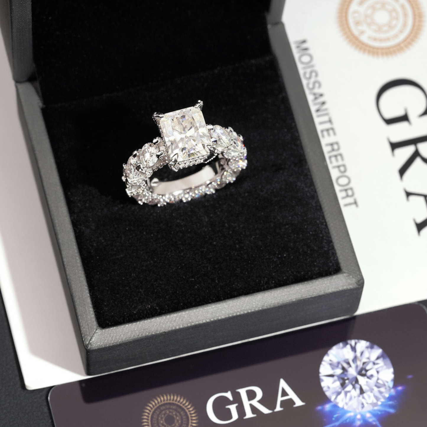 Luxury 5Ct Radiant Silver Ring